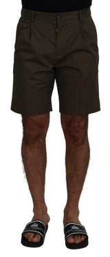Shorts décontractés en coton vert à pinces Dolce &amp; Gabbana