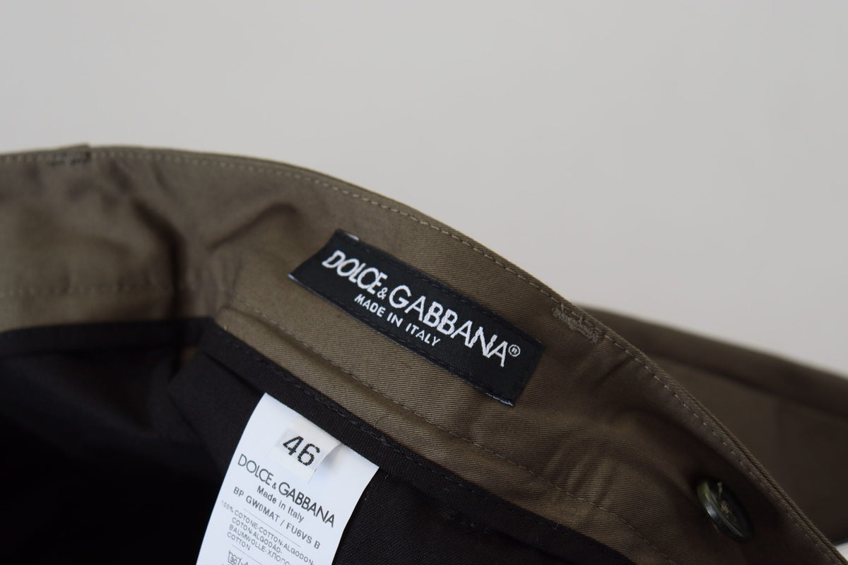 Shorts décontractés en coton vert à pinces Dolce &amp; Gabbana