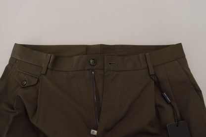 Shorts décontractés en coton vert à pinces Dolce & Gabbana