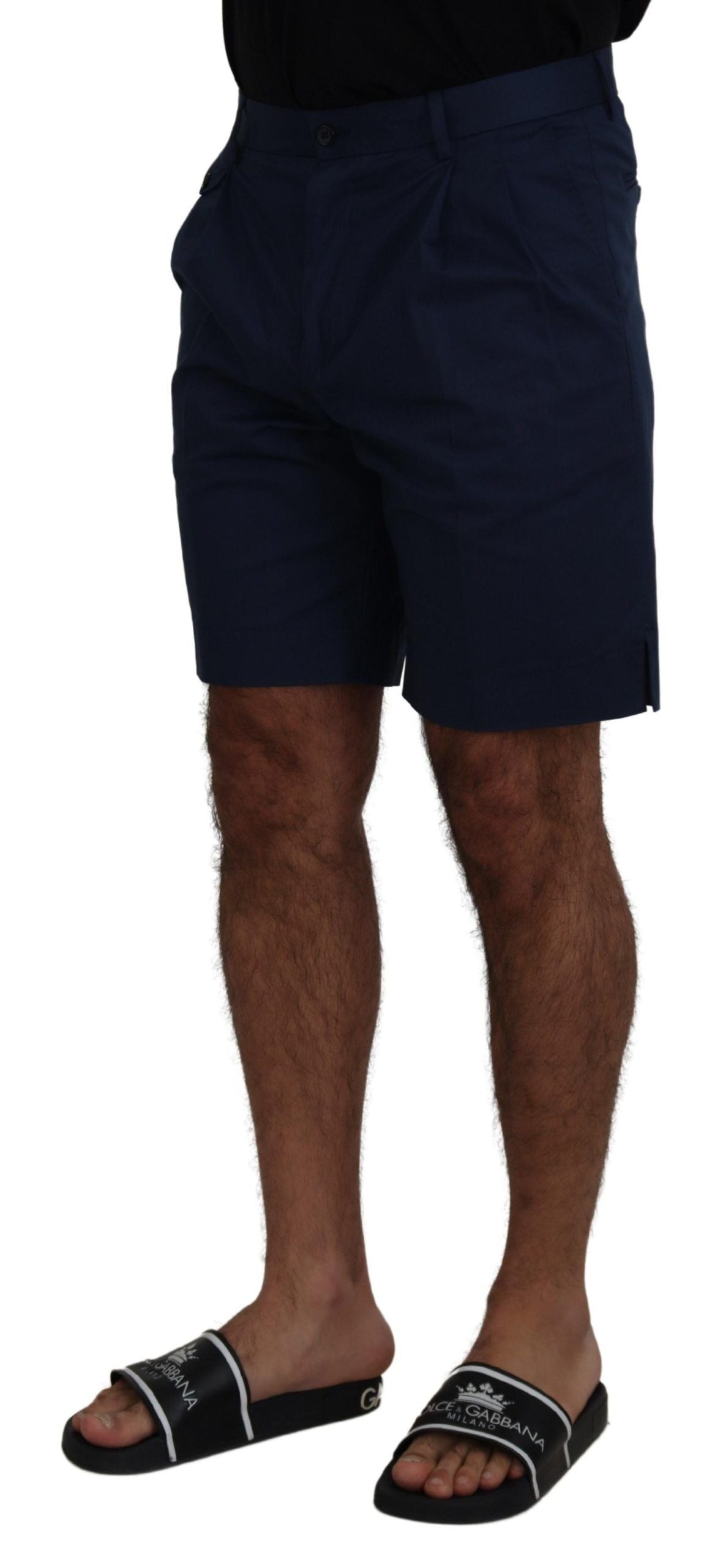 Shorts décontractés en coton extensible bleu chiné Dolce &amp; Gabbana