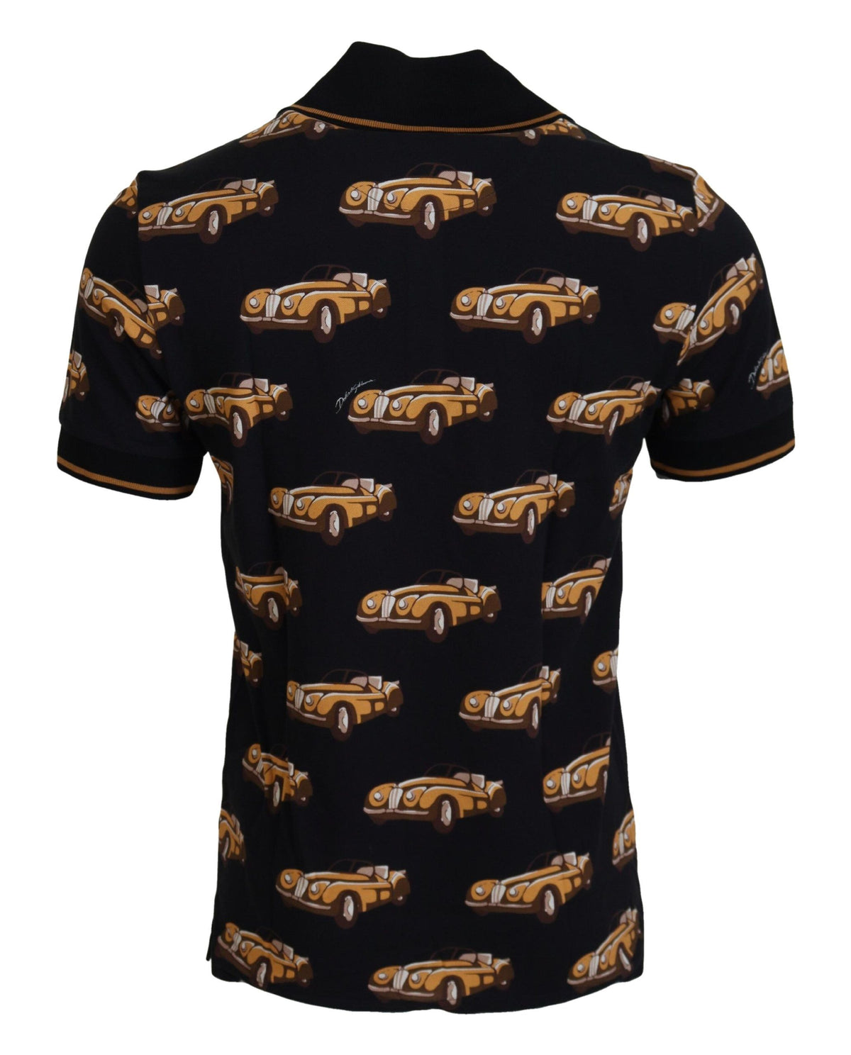 T-shirt polo à manches courtes noir avec imprimé de voiture de Dolce &amp; Gabbana