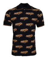 T-shirt polo à manches courtes noir avec imprimé de voiture de Dolce &amp; Gabbana