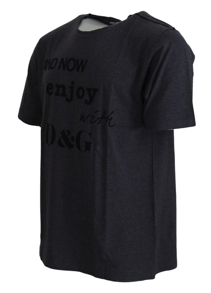 T-shirt en coton à manches courtes et col rond gris de Dolce & Gabbana
