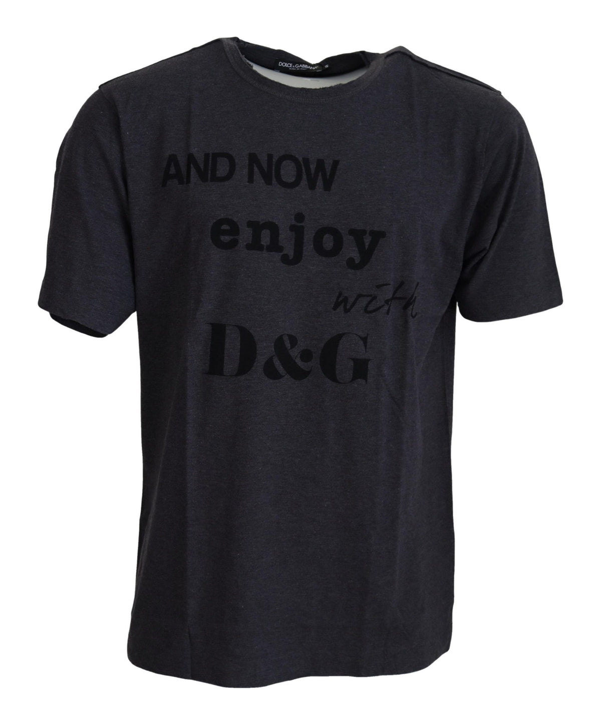 T-shirt en coton à manches courtes et col rond gris de Dolce &amp; Gabbana