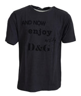 T-shirt en coton à manches courtes et col rond gris de Dolce &amp; Gabbana