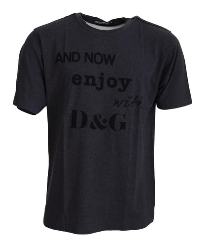 T-shirt en coton à manches courtes et col rond gris de Dolce & Gabbana