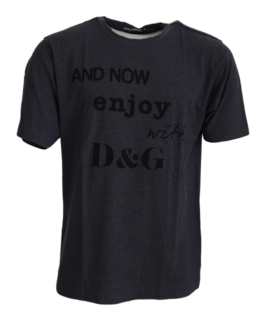 T-shirt en coton à manches courtes et col rond gris de Dolce & Gabbana