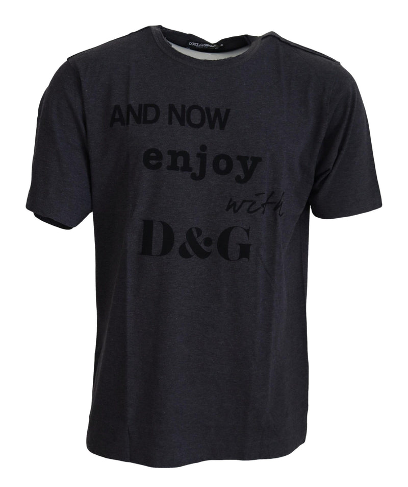 Dolce &amp; Gabbana grijs katoenen T-shirt met ronde hals en korte mouwen