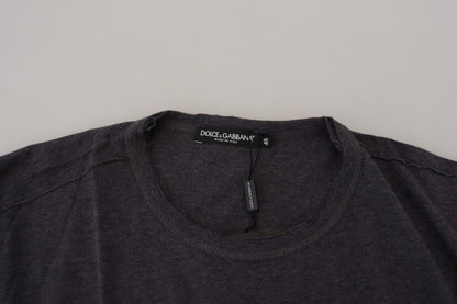 T-shirt en coton à manches courtes et col rond gris de Dolce & Gabbana