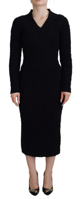 Dolce & Gabbana Robe Pull Sheath en Laine Noire