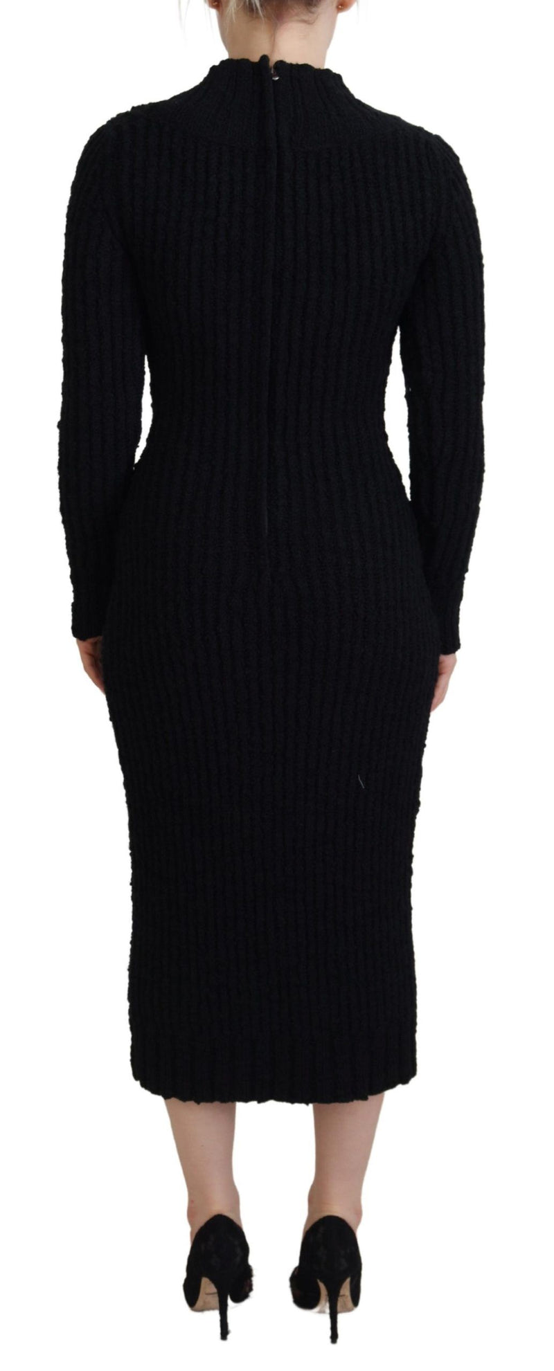 Dolce & Gabbana Robe Pull Sheath en Laine Noire