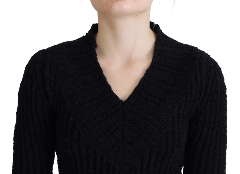 Dolce & Gabbana Robe Pull Sheath en Laine Noire