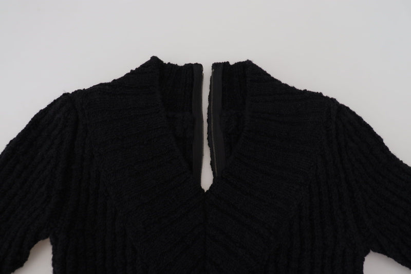Dolce & Gabbana Robe Pull Sheath en Laine Noire