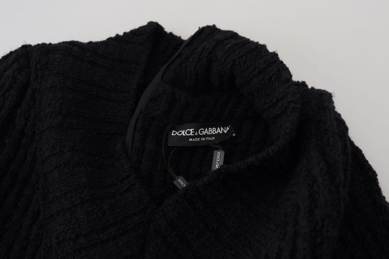 Dolce & Gabbana Robe Pull Sheath en Laine Noire