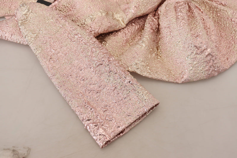 Dolce & Gabbana Pink Jacquard 3/4 Sleeve Sheath Midi Dress