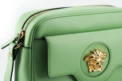 Sacoche élégante pour appareil photo en cuir vert menthe Versace