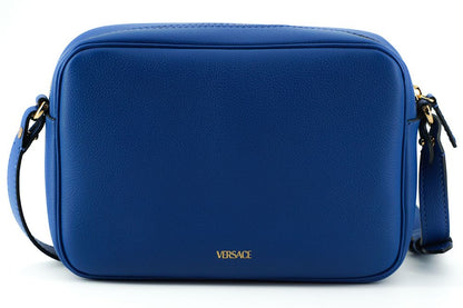 Sacoche pour appareil photo Versace en cuir de veau bleu élégant
