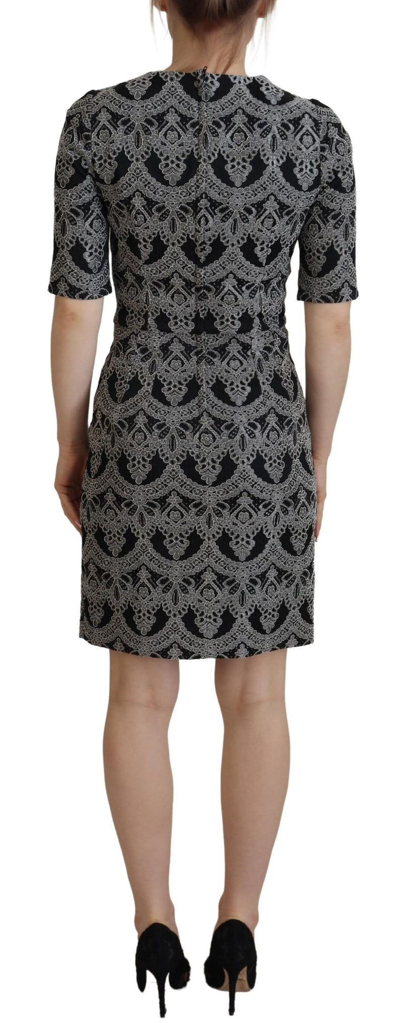 Robe Dolce & Gabbana Bodycon en Jacquard Noir et Gris