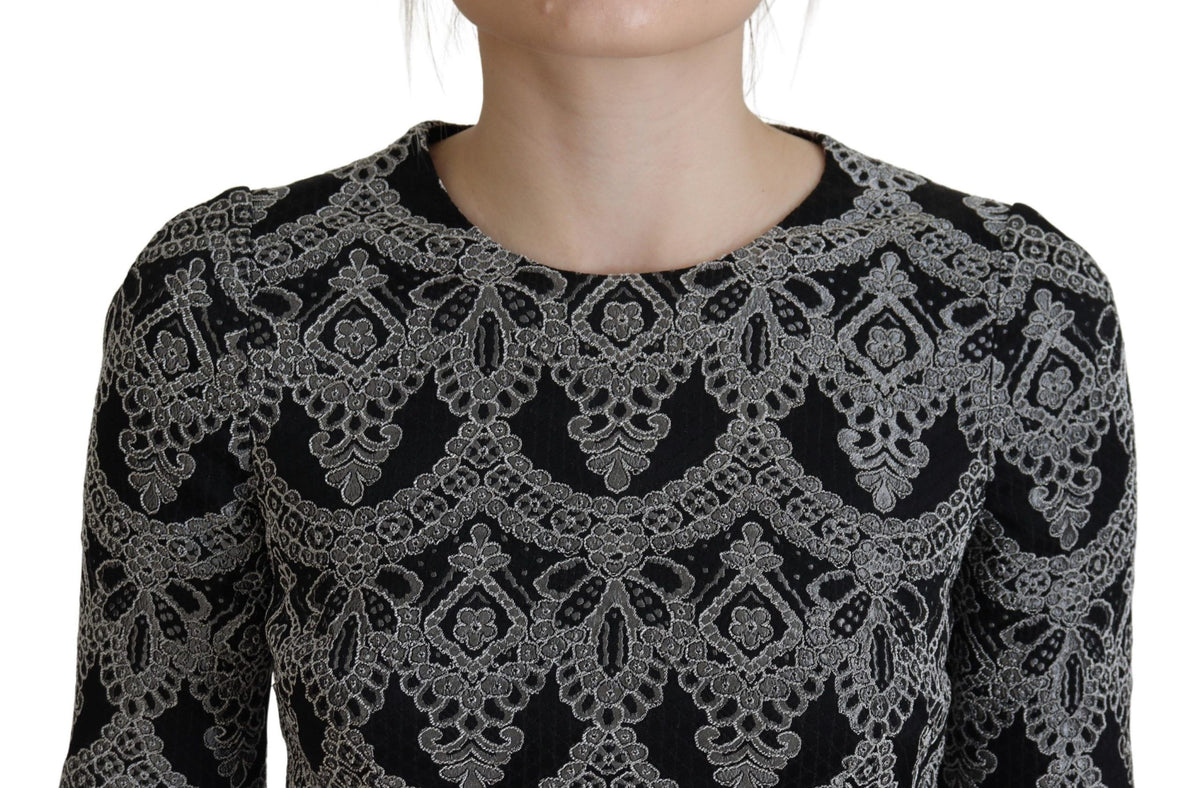 Robe Dolce & Gabbana Bodycon en Jacquard Noir et Gris