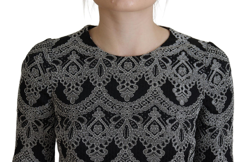 Robe Dolce & Gabbana Bodycon en Jacquard Noir et Gris