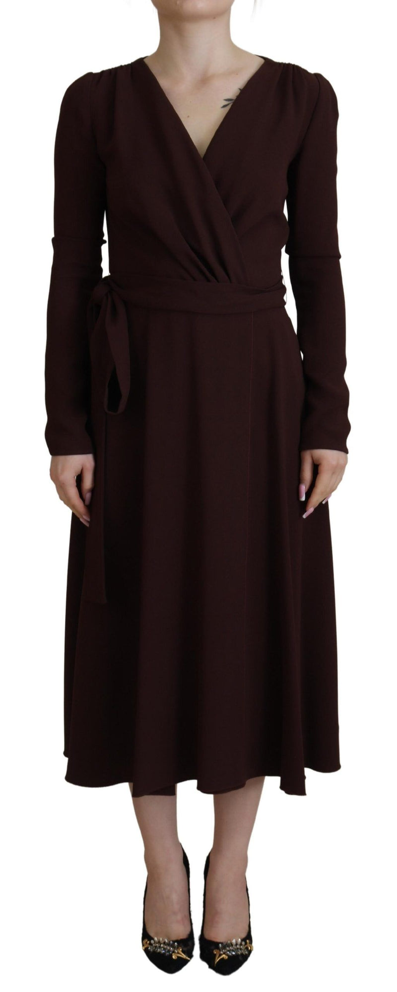 Dolce & Gabbana Robe Midi Longue à Enveloppe Brune