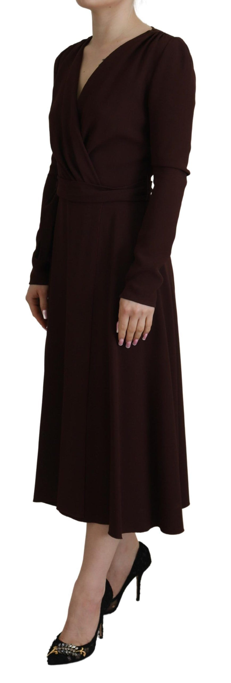 Dolce & Gabbana Robe Midi Longue à Enveloppe Brune