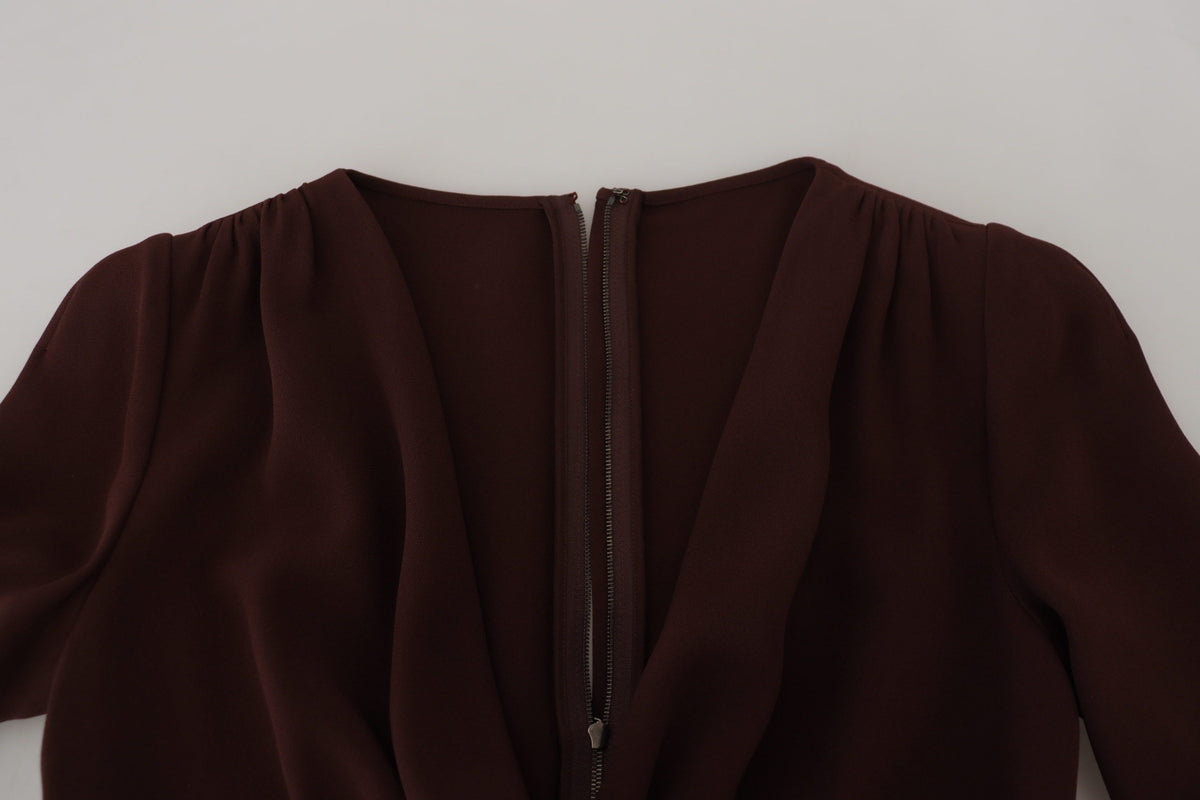Dolce & Gabbana Robe Midi Longue à Enveloppe Brune