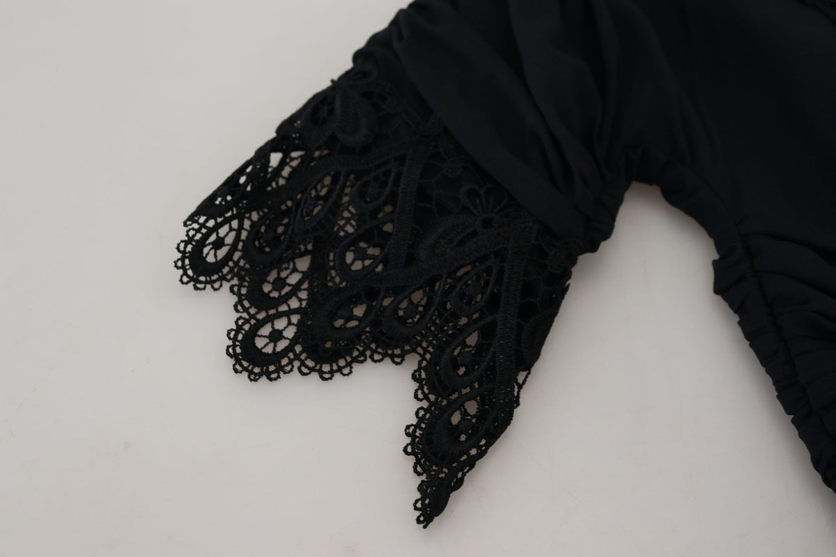 Dolce & Gabbana Robe Midi Bodycon en Soie Noire