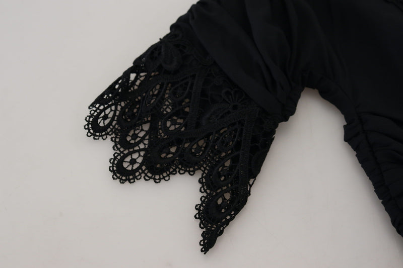 Dolce & Gabbana Robe Midi Bodycon en Soie Noire