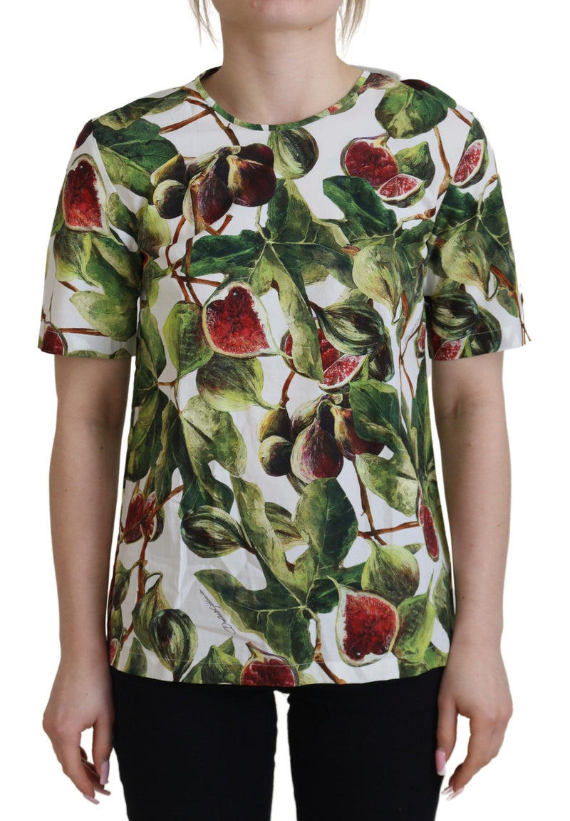 Dolce & Gabbana T-shirt en coton à col rond avec imprimé de fruits