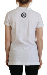Dolce & Gabbana White Short Sleeve V-neck Cotton Top T-shirt