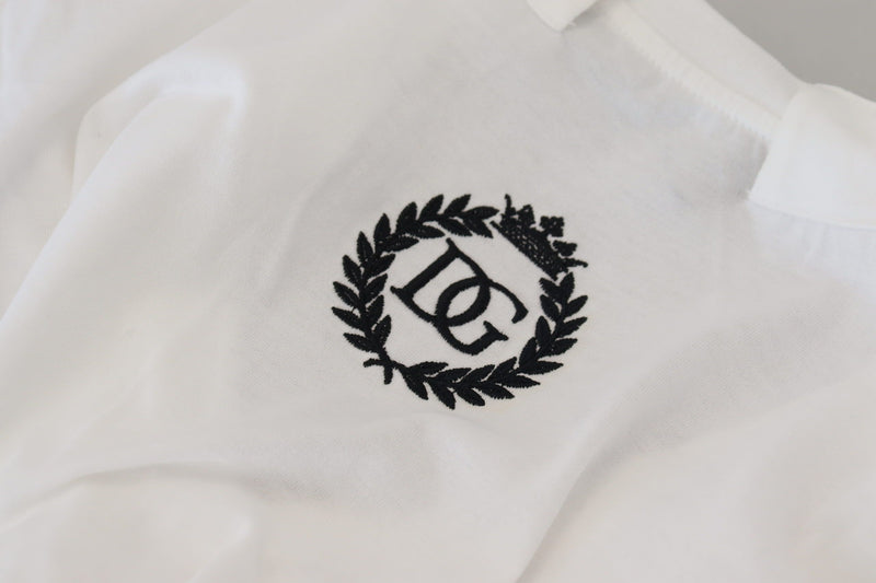 Dolce & Gabbana White Short Sleeve V-neck Cotton Top T-shirt