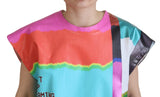 Dolce & Gabbana Multicolor TV Print Sleeveless Blouse T-Shirt