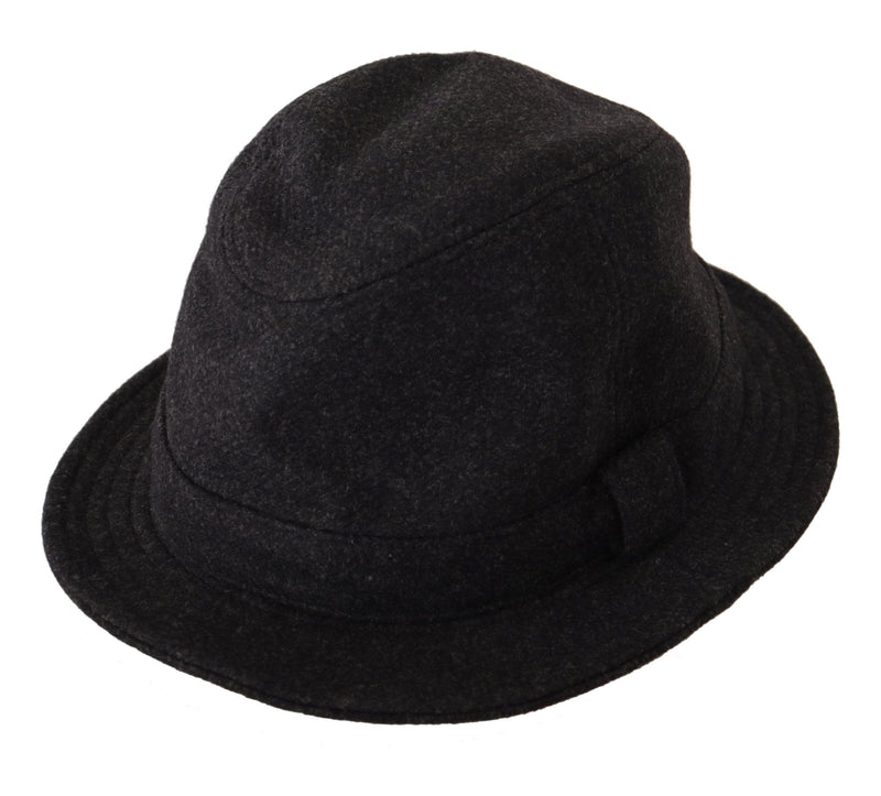 Dolce & Gabbana Gray Virgin Wool Logo Fedora Trilby Hat