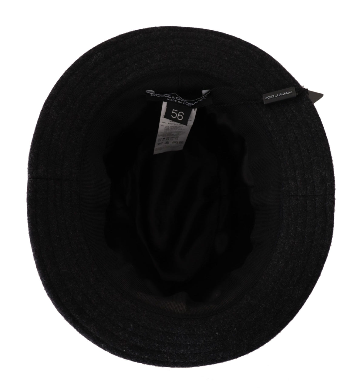 Dolce & Gabbana Gray Virgin Wool Logo Fedora Trilby Hat