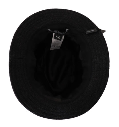 Chapeau Fedora Trilby Cappello avec logo en laine vierge grise Dolce & Gabbana