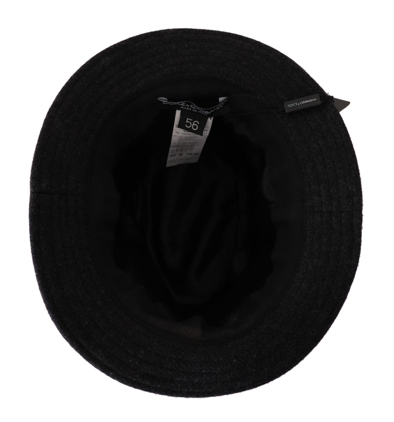 Dolce & Gabbana Gray Virgin Wool Logo Fedora Trilby Hat