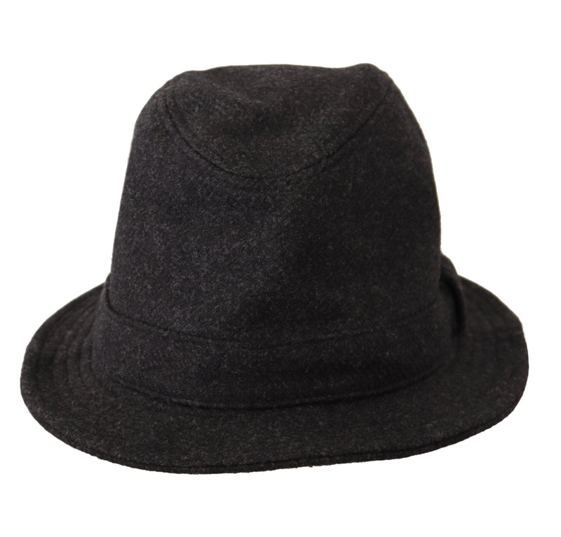 Dolce & Gabbana Gray Virgin Wool Logo Fedora Trilby Hat