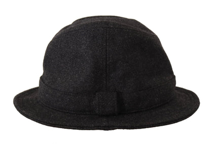 Chapeau Fedora Trilby Cappello avec logo en laine vierge grise Dolce & Gabbana