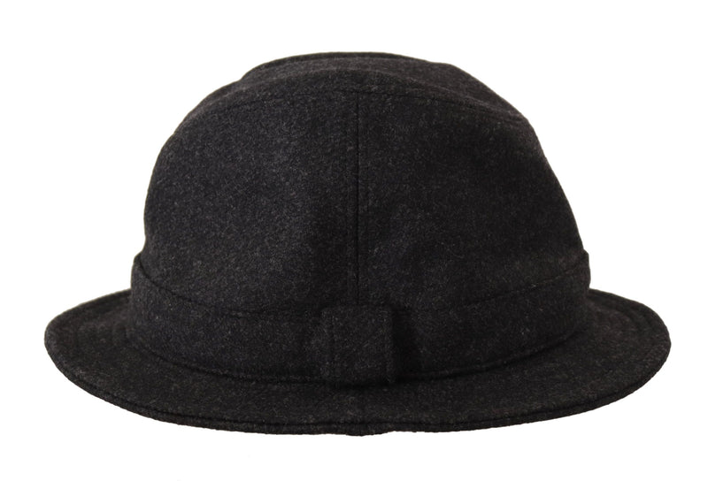 Dolce & Gabbana Gray Virgin Wool Logo Fedora Trilby Hat