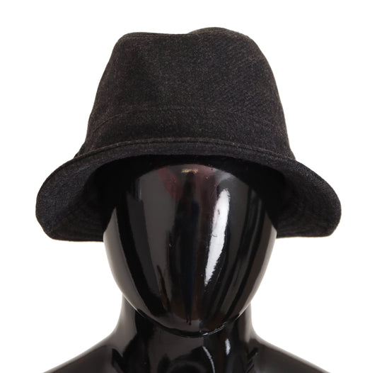 Chapeau Fedora Trilby Cappello avec logo en laine vierge grise Dolce & Gabbana