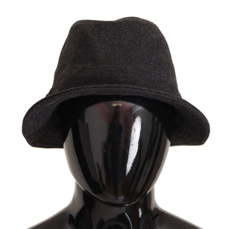 Dolce & Gabbana Gray Virgin Wool Logo Fedora Trilby Hat