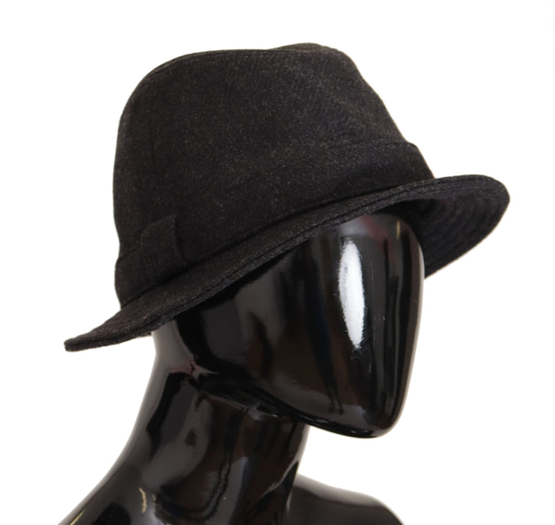 Dolce & Gabbana Gray Virgin Wool Logo Fedora Trilby Hat
