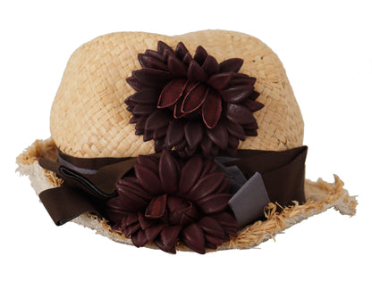 Chapeau de paille à rubans jaunes et fleurs Dolce & Gabbana