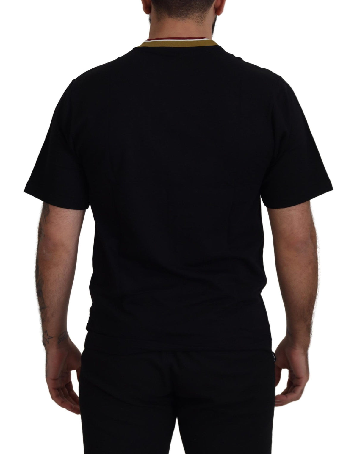 T-shirt à col rond en coton noir brodé de Dolce &amp; Gabbana