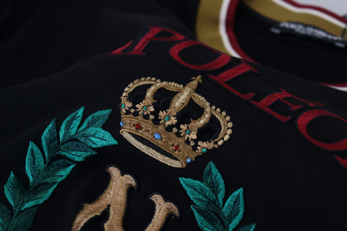 T-shirt à col rond en coton noir brodé de Dolce &amp; Gabbana