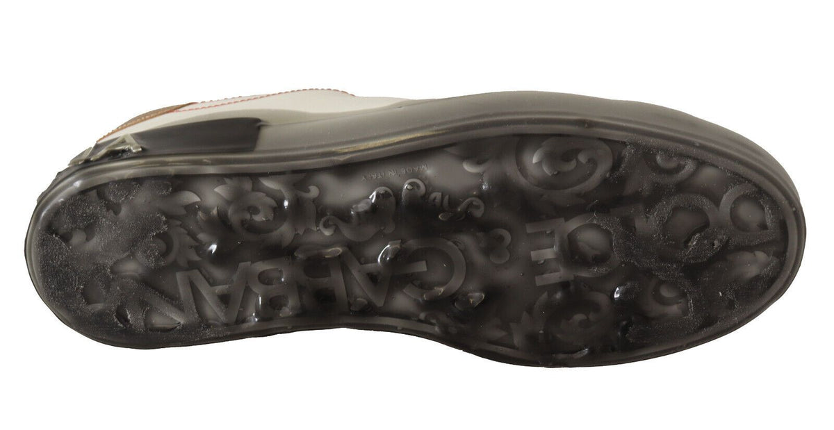 Dolce & Gabbana White Gold Leather Low Top Sneakers