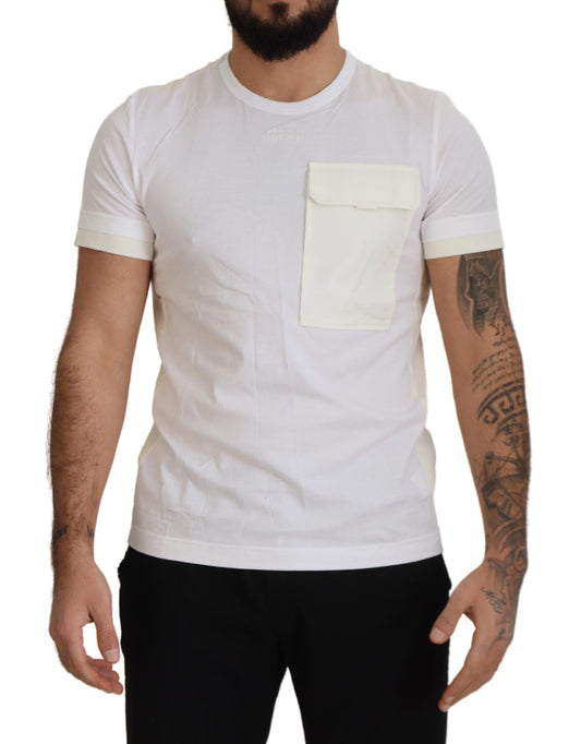 T-shirt à manches courtes blanc avec poche à rabat de Dolce & Gabbana