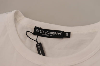 T-shirt à manches courtes blanc avec poche à rabat de Dolce & Gabbana