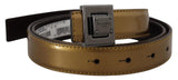 Ceinture Dolce &amp; Gabbana en cuir doré avec boucle carrée en métal argenté